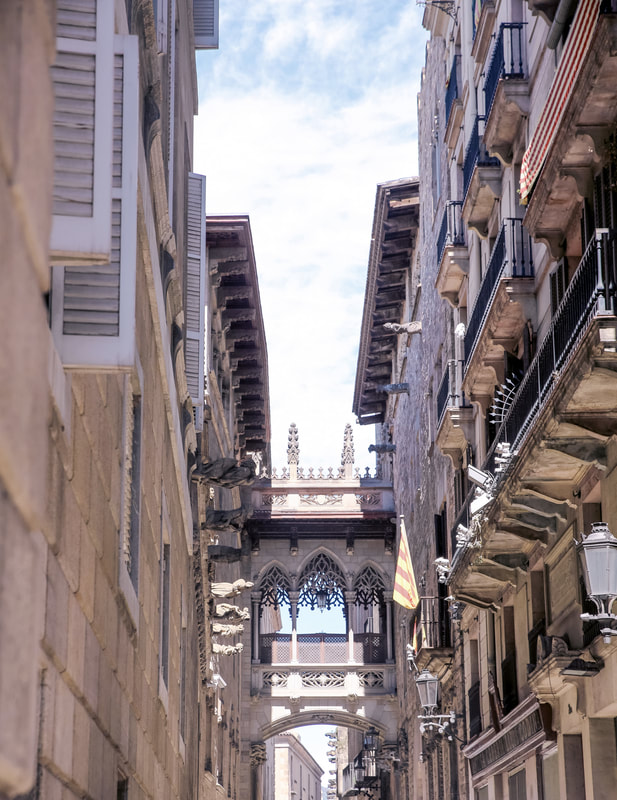 Cafe con leche and beautiful buildings in Barcelona by The Belle Blog 