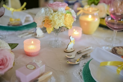 Easter tablescape inspiration with Easter eggs from Laduree Paris by The Belle Blog 